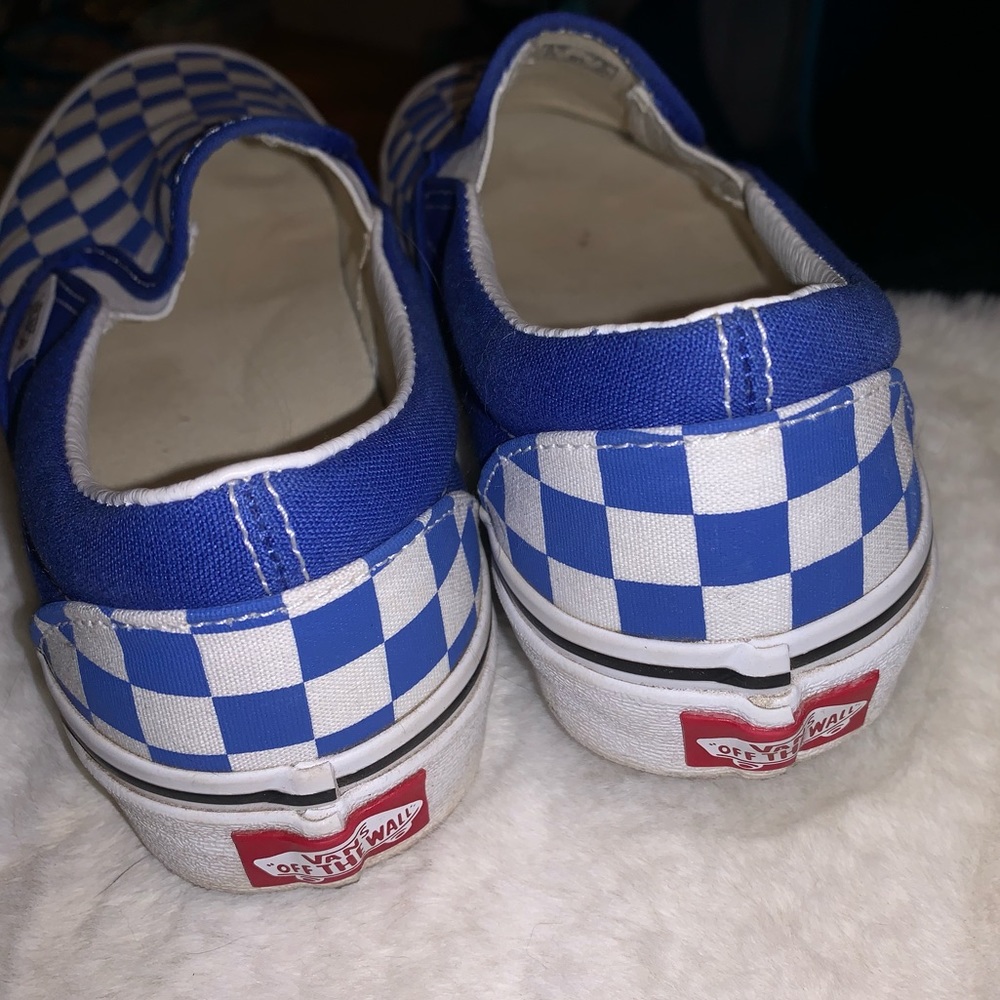 Size 7 checkerboard vans slip on